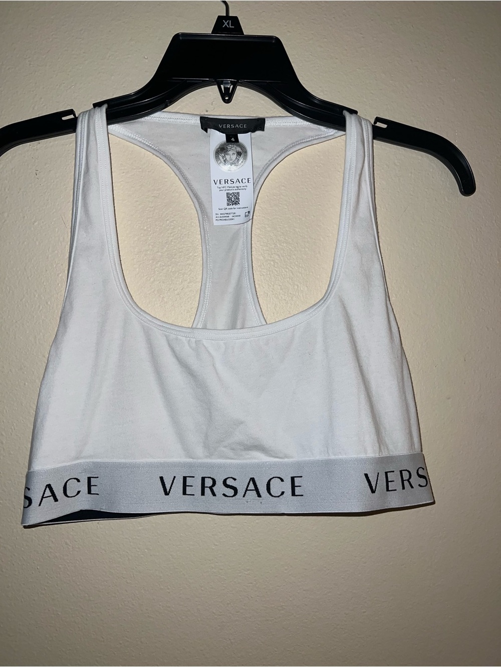 Versace Women’s White Logo-Elastic Sports Bralette